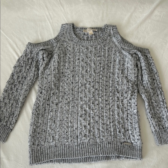 Michael Kors Sweaters - Michael Kors Gray Cable-Knit Cold Shoulder Sweater S